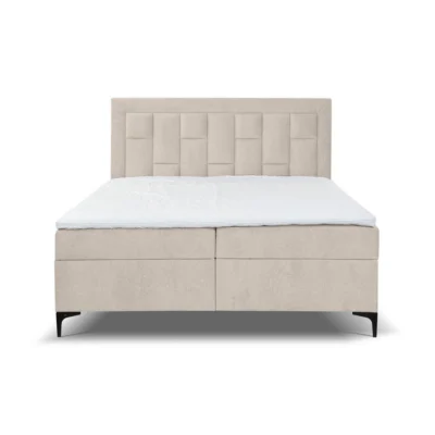VENASI MÖBEL Boxspringbett VENEZIA in Beige, Liegefläche 140x200 cm – mit Bettkasten, Bonellfederkern